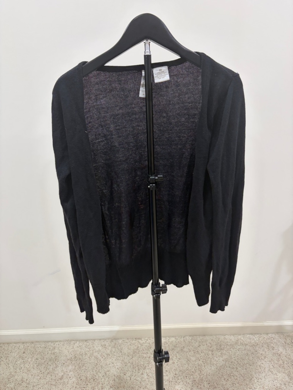 Black Open-Front Lightweight Cardigan